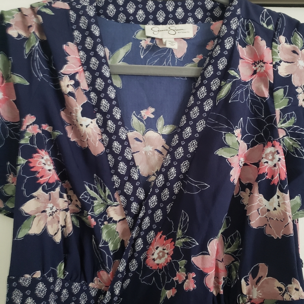 Jessica Simpson Floral Wrap Maternity Dress